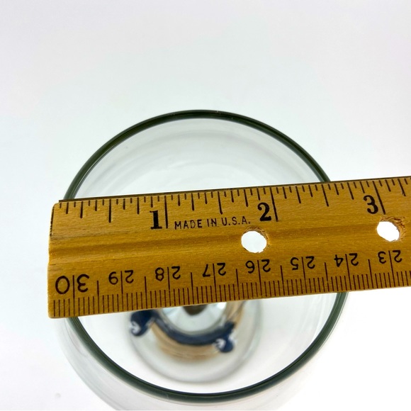 Wine Glasses Set of 2 with Wicker Rattan Wrapped Stems with Navy Anchor and Blue - Picture 4 of 4